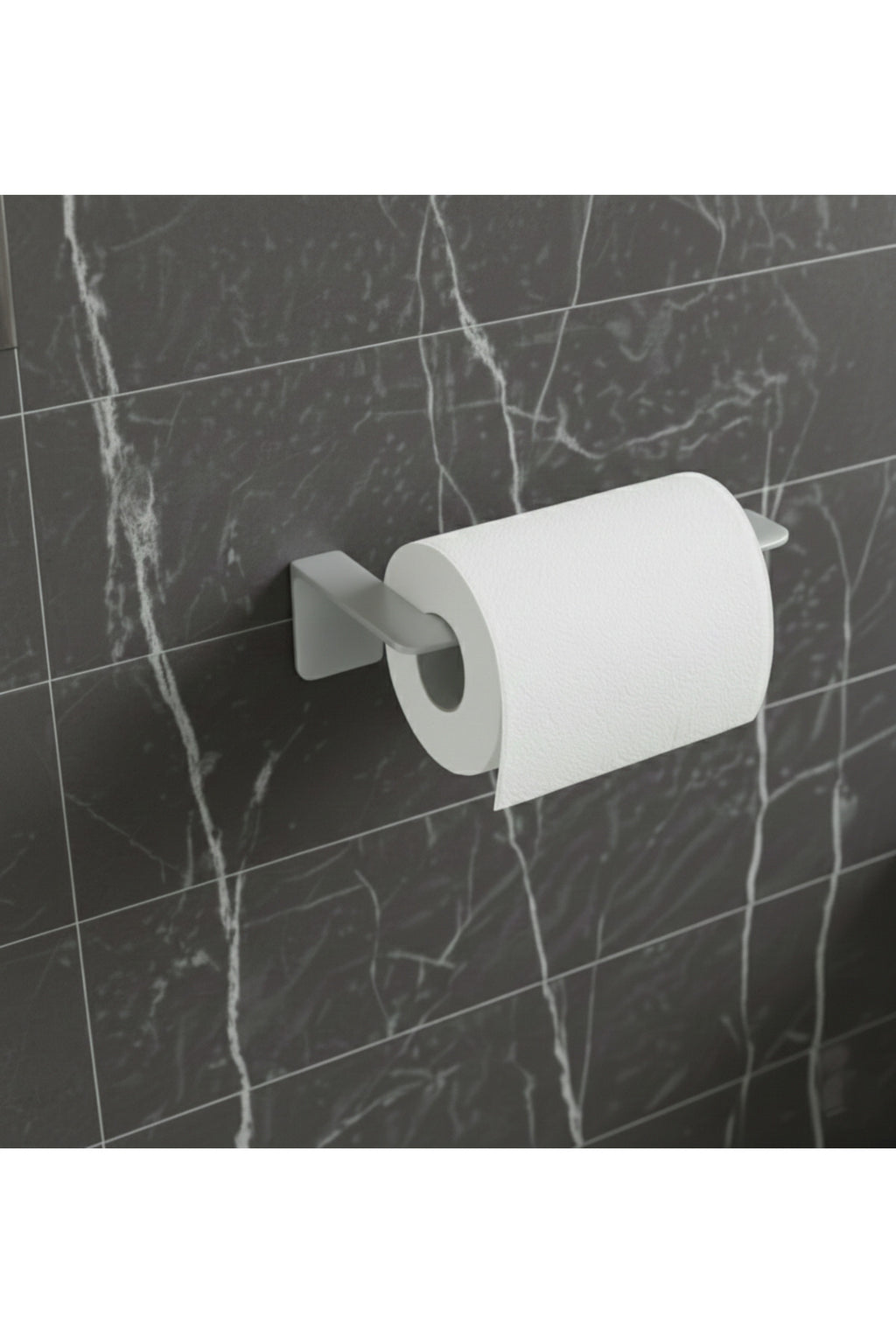 Premium Açık Gri Yapışkanlı Metal Tuvalet Kağıtlık - Banyo Düzenleyici