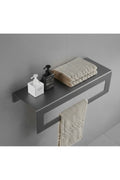 Koyu Gri Galvaniz Metal Havluluk Raf - Üst Raflı Banyo Havlu Askısı