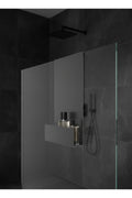 Premium Cam Üstü Askılı Duş Rafı - Koyu Gri Metal Banyo Organizeri