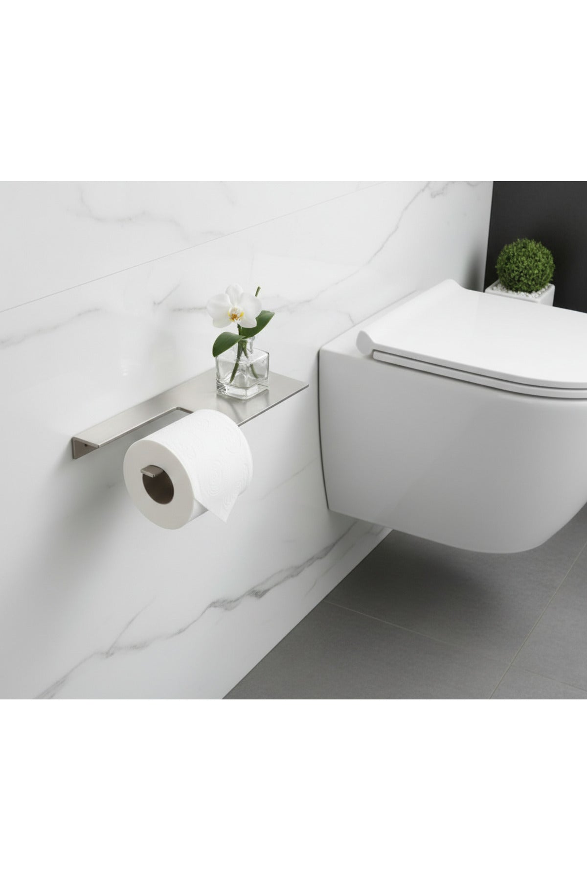 Paslanmaz Çelik Raflı Tuvalet Kağıtlık - Modern Banyo Aksesuarı