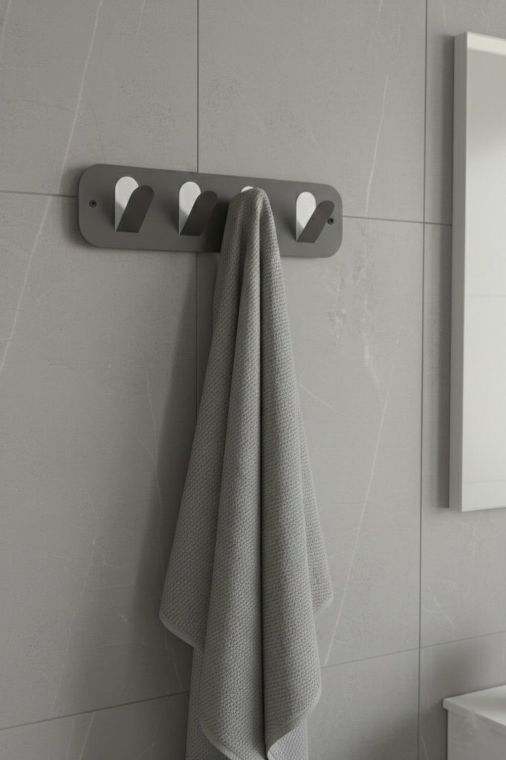 Koyu Gri Galvaniz Metal Çok Amaçlı Askılık - Modern Banyo Ve Antre Askısı