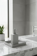 Açık Gri Kare Galvaniz Metal Banyo Tablası - Lavabo Üstü Sabunluk Ve Düzenleyici Tepsi