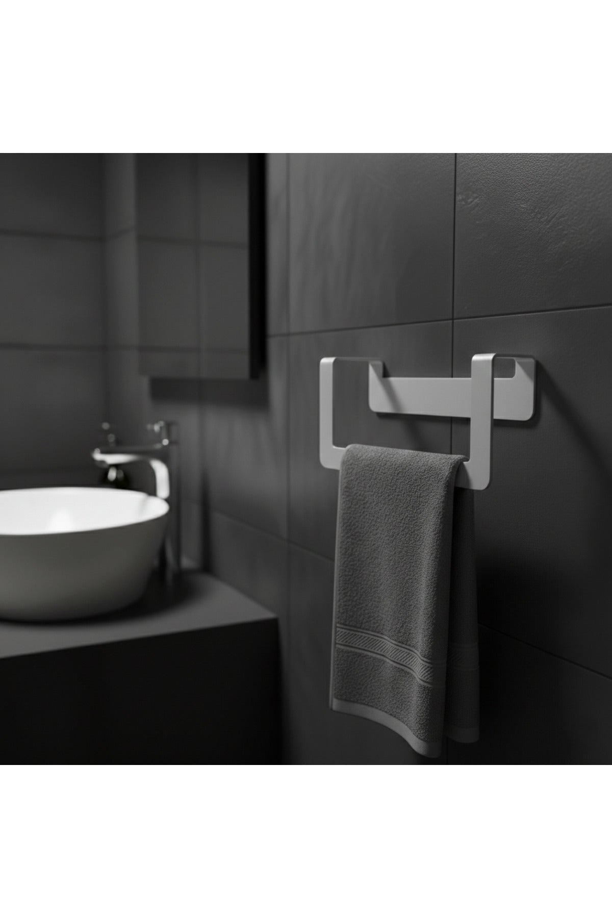 Premium Yapışkanlı Açık Gri Metal Banyo Havluluğu - Modern Seri