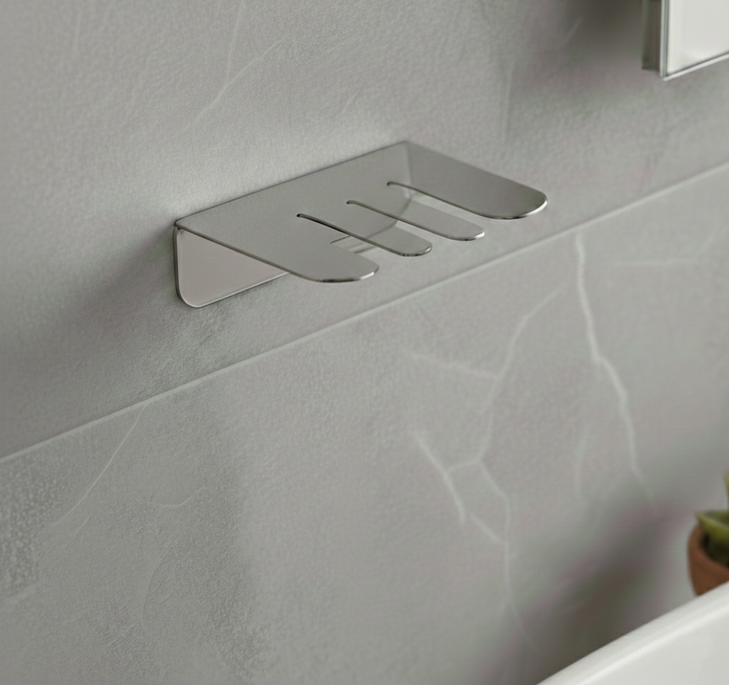 Yapışkanlı Paslanmaz Çelik 3 Bölmeli Diş Fırçası Askısı - Modern Banyo Düzenleyici