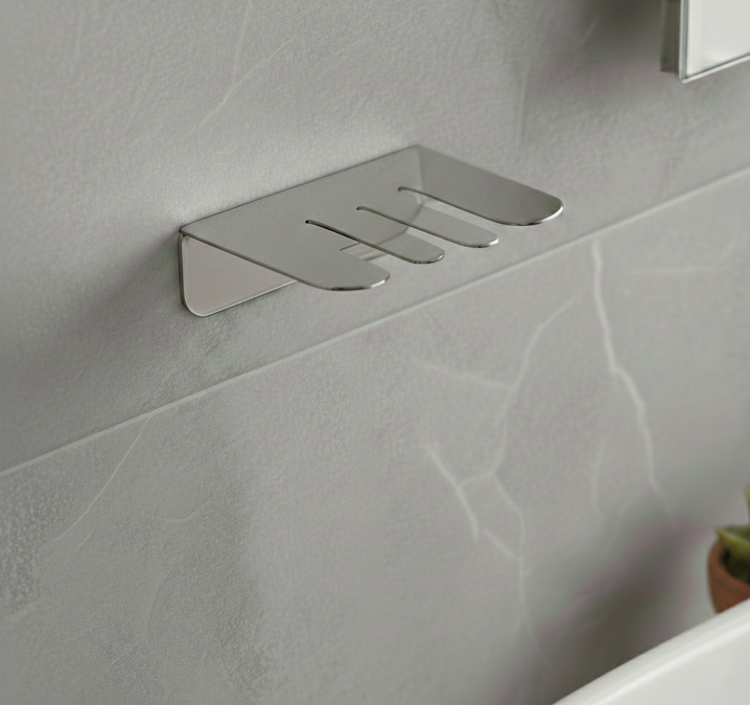 Yapışkanlı Paslanmaz Çelik 3 Bölmeli Diş Fırçası Askısı - Modern Banyo Düzenleyici