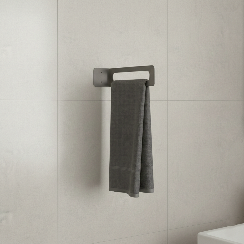 Koyu Gri Galvaniz Metal Havluluk - Modern Banyo Havlu Askısı