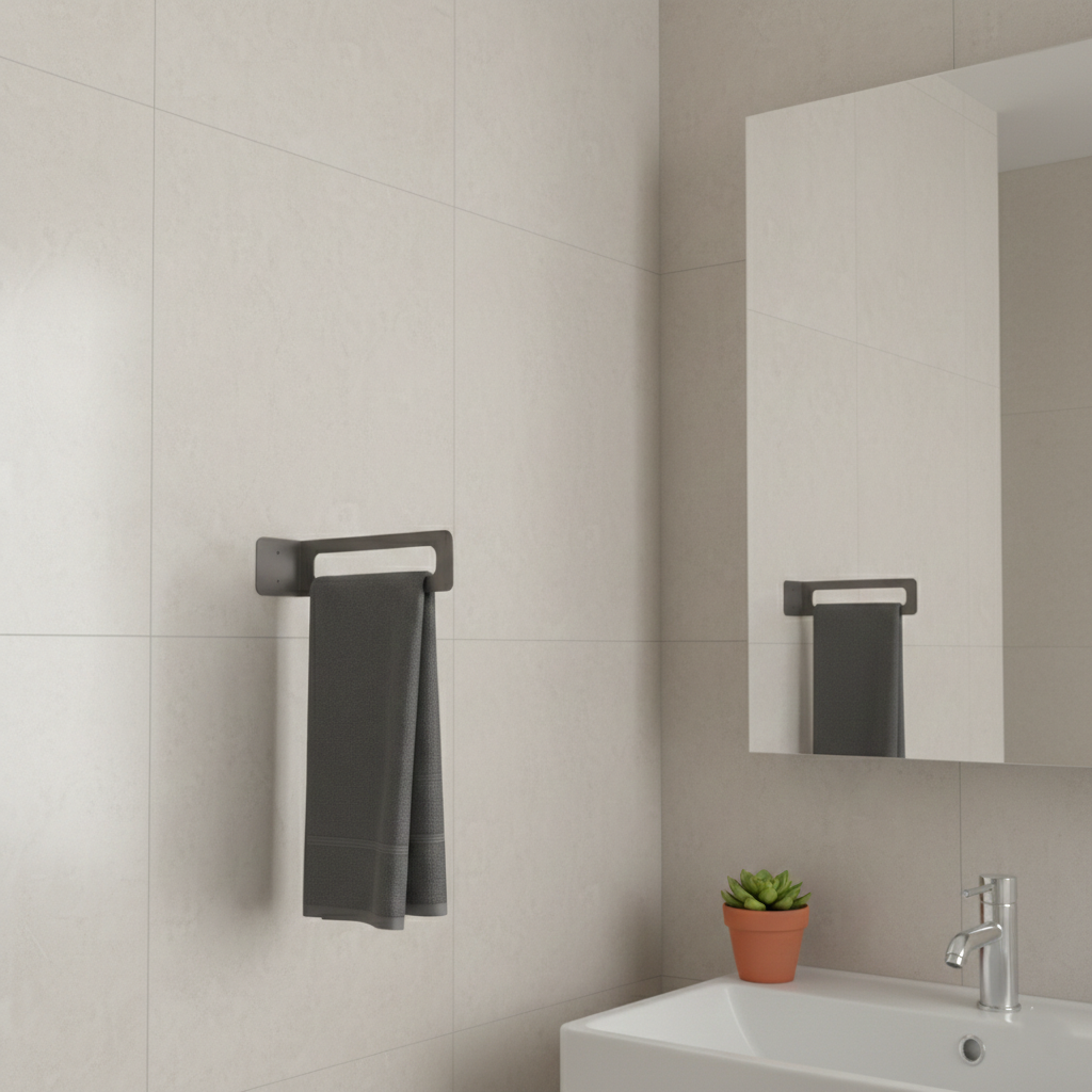 Koyu Gri Galvaniz Metal Havluluk - Modern Banyo Havlu Askısı