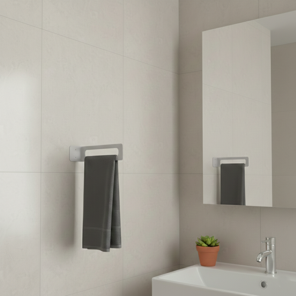 Açık Gri Galvaniz Metal Havluluk - Modern Banyo Havlu Askısı