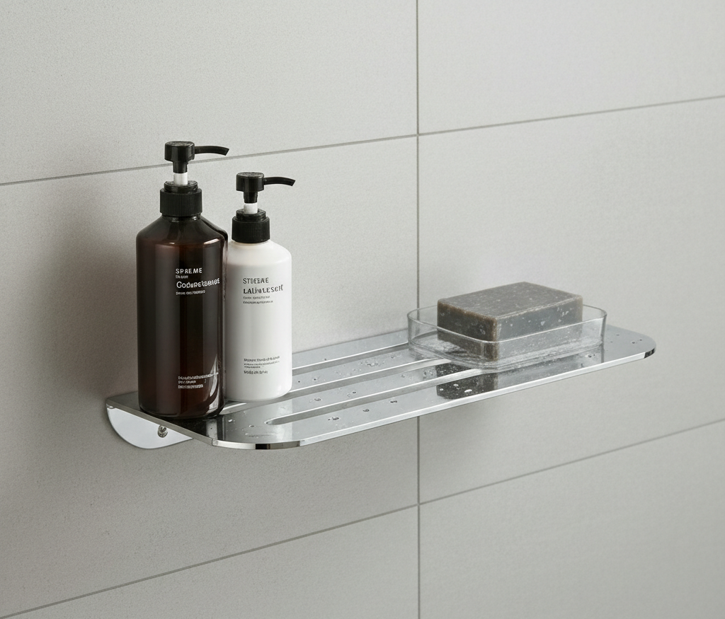 Premium Paslanmaz Çelik Banyo Rafı - Modern Şampuanlık Ve Sabunluk Düzenleyici