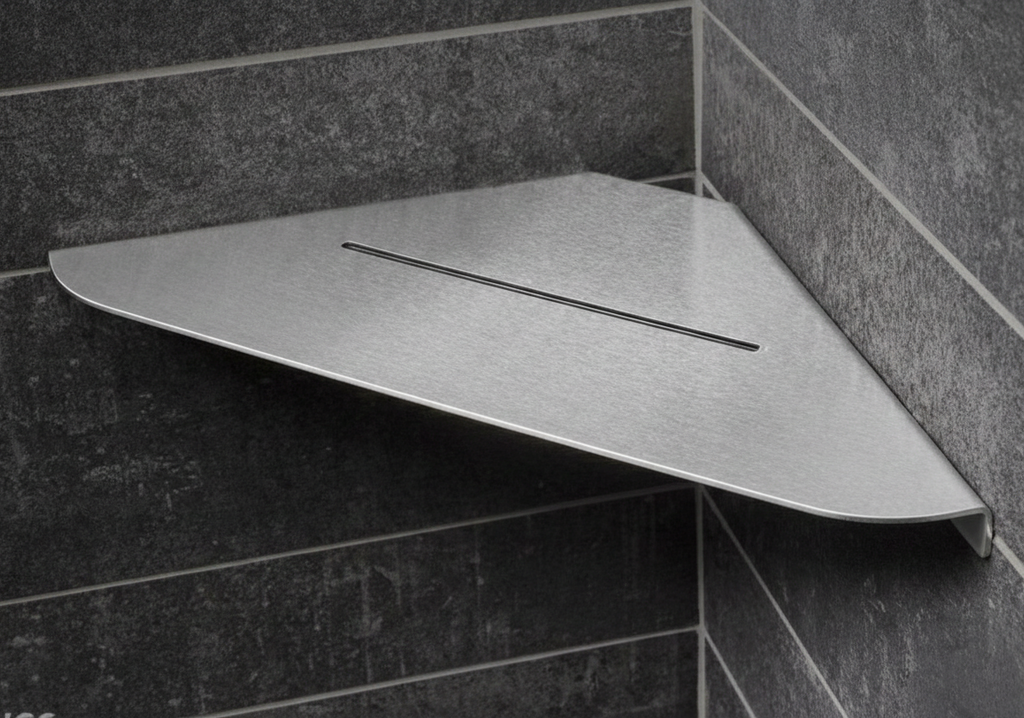 Paslanmaz Çelik Banyo Köşe Rafı - Tek Katlı Şık Tasarım