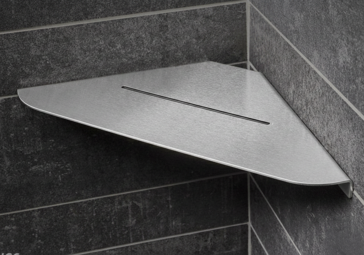 Paslanmaz Çelik Banyo Köşe Rafı - Tek Katlı Şık Tasarım
