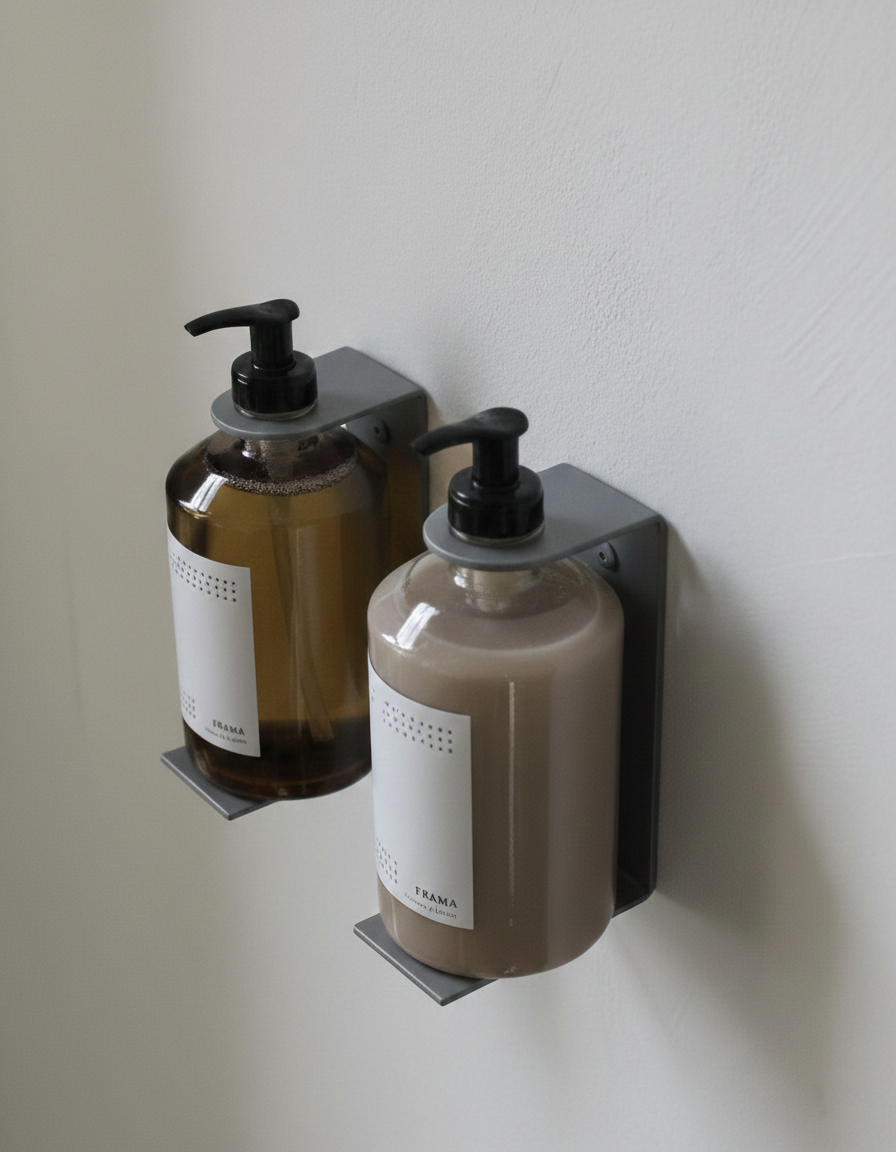 Koyu Gri Galvaniz Metal Sıvı Sabunluk Askısı - 2'li Set Düzenleyici