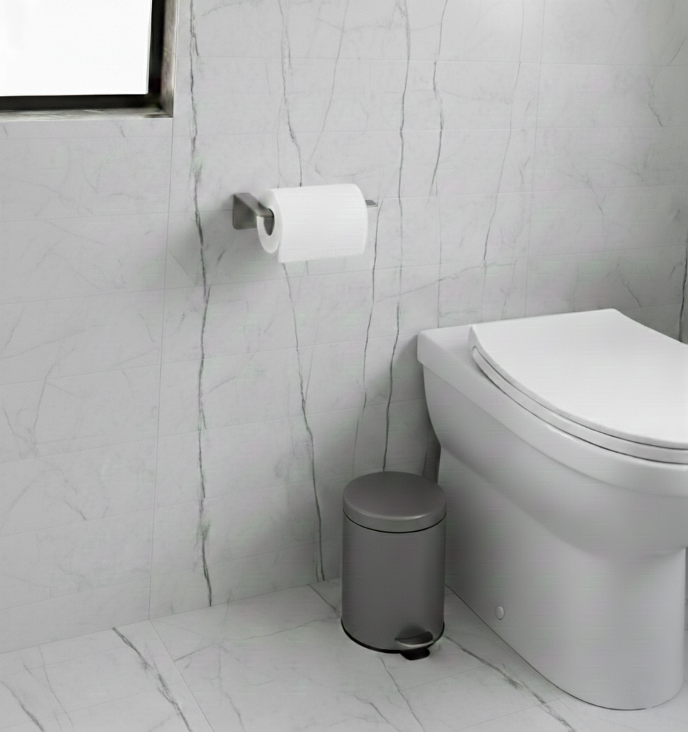 Premium Koyu Gri Yapışkanlı Metal Tuvalet Kağıtlık - Banyo Düzenleyici