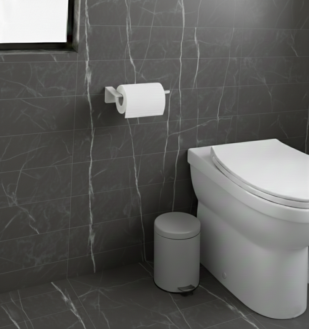 Premium Açık Gri Yapışkanlı Metal Tuvalet Kağıtlık - Banyo Düzenleyici