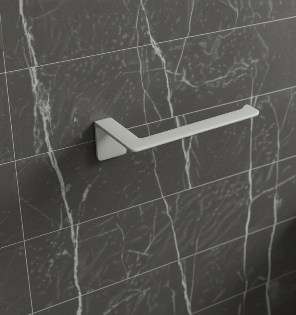 Premium Açık Gri Yapışkanlı Metal Tuvalet Kağıtlık - Banyo Düzenleyici