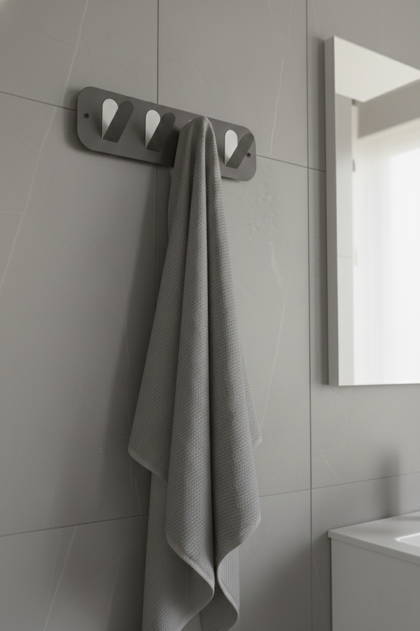 Koyu Gri Galvaniz Metal Çok Amaçlı Askılık - Modern Banyo Ve Antre Askısı