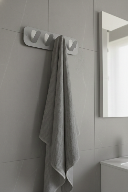 Açık Gri Galvaniz Metal Çok Amaçlı Askılık - Modern Banyo Ve Antre Askısı