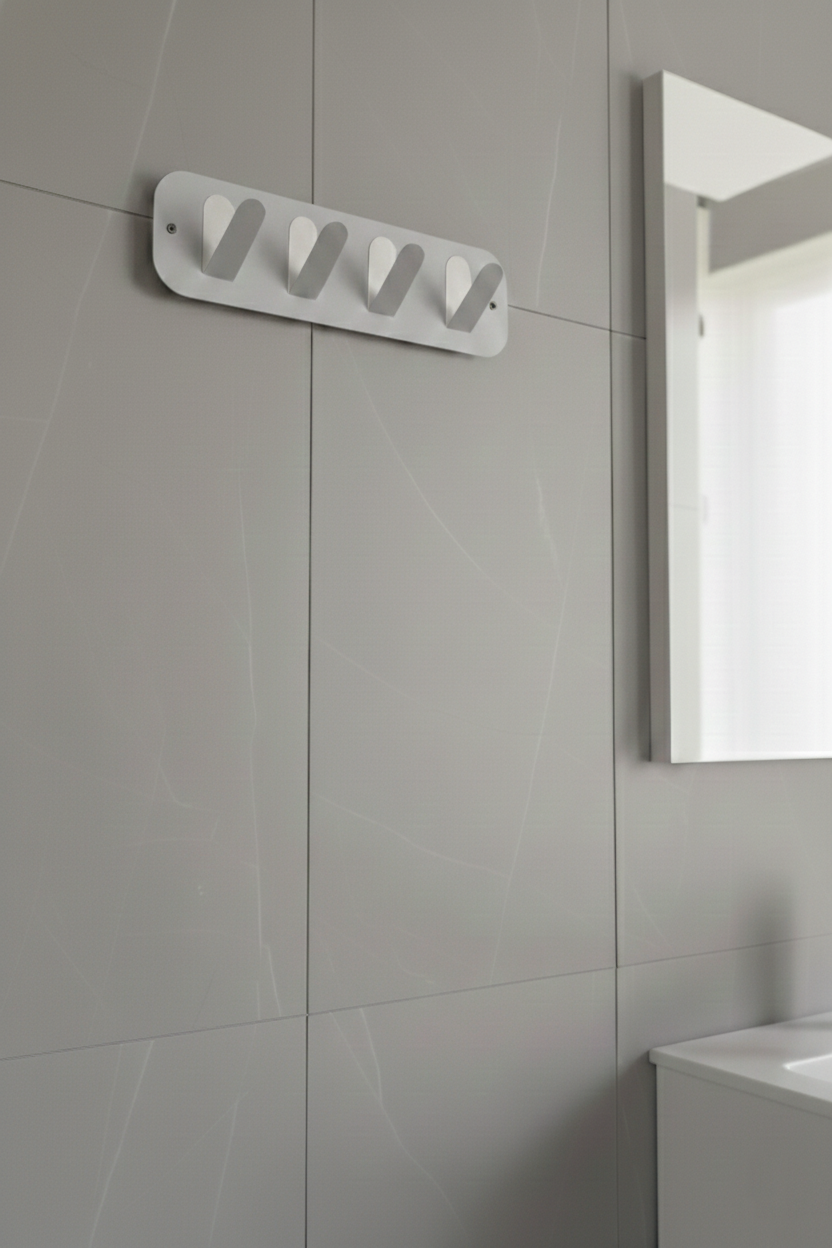 Açık Gri Galvaniz Metal Çok Amaçlı Askılık - Modern Banyo Ve Antre Askısı