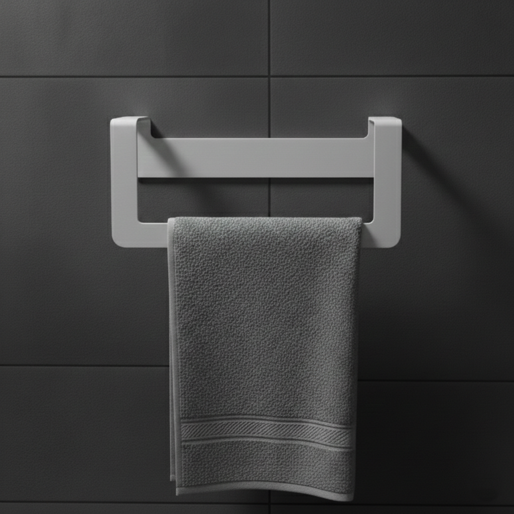 Premium Yapışkanlı Açık Gri Metal Banyo Havluluğu - Modern Seri