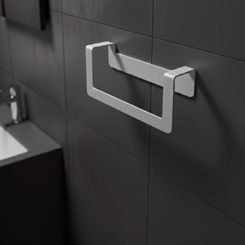 Premium Yapışkanlı Açık Gri Metal Banyo Havluluğu - Modern Seri