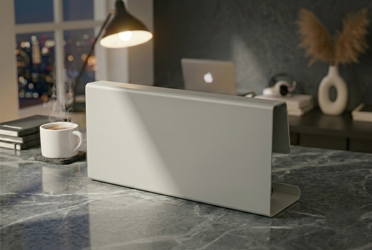 Premium Seri Açık Gri Metal Masa Organizeri - Minimalist Ofis Aksesuarı