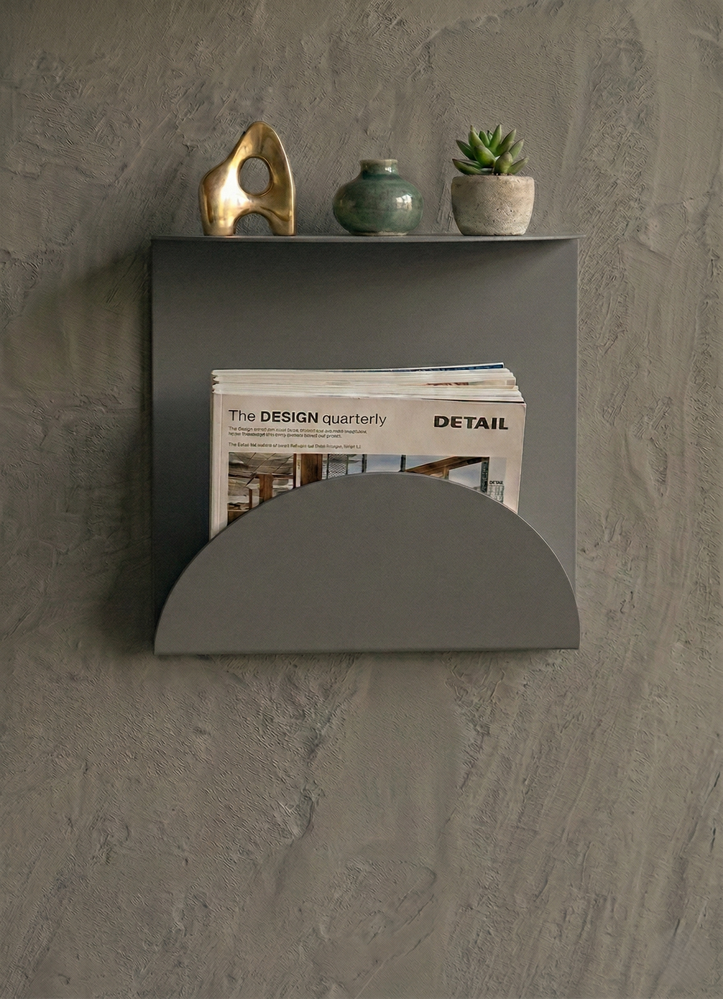 Premium Koyu Gri Metal Duvar Rafı Ve Dergilik - Minimalist Gazetelik Ve Organizer