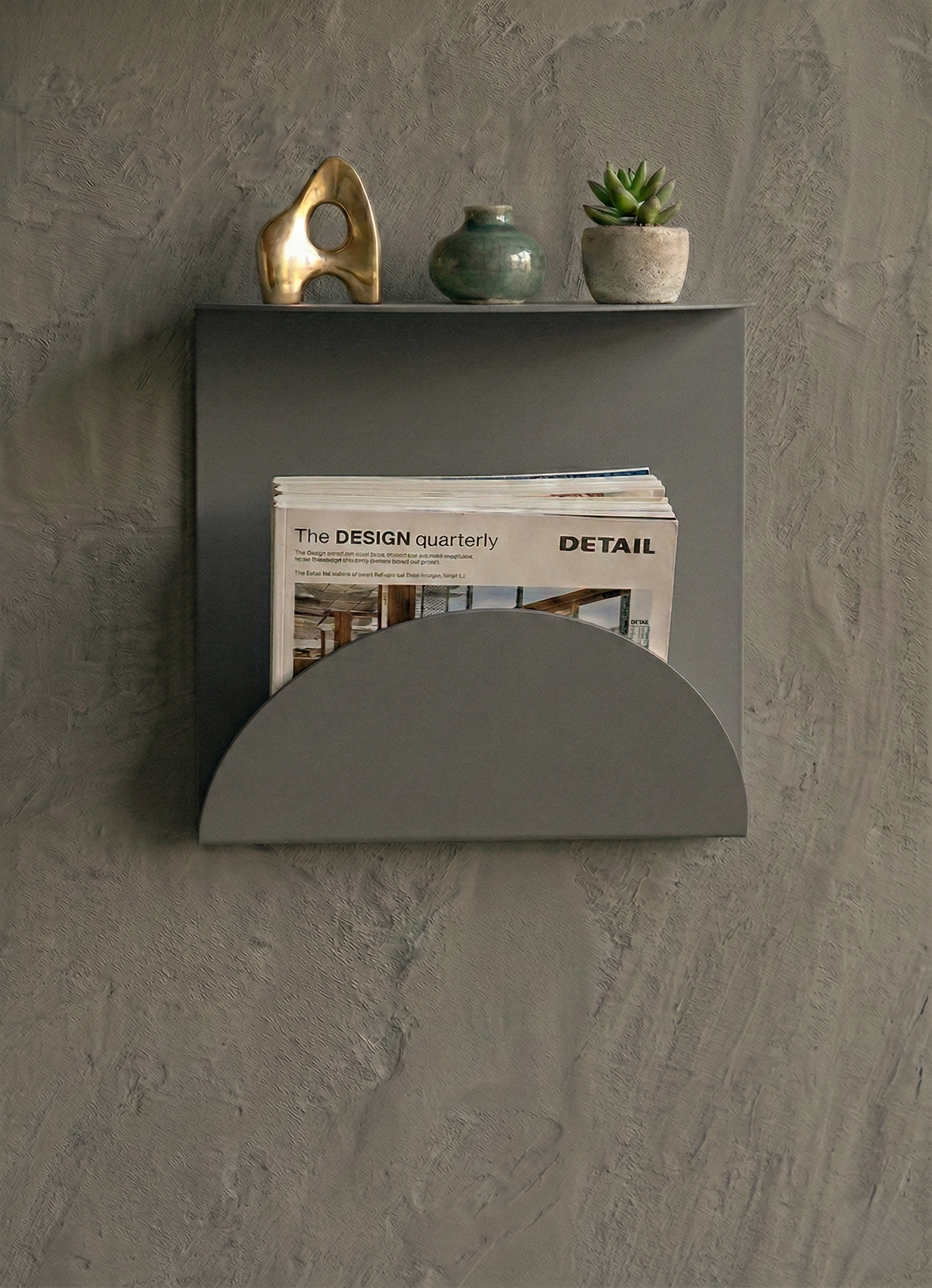 Premium Koyu Gri Metal Duvar Rafı Ve Dergilik - Minimalist Gazetelik Ve Organizer