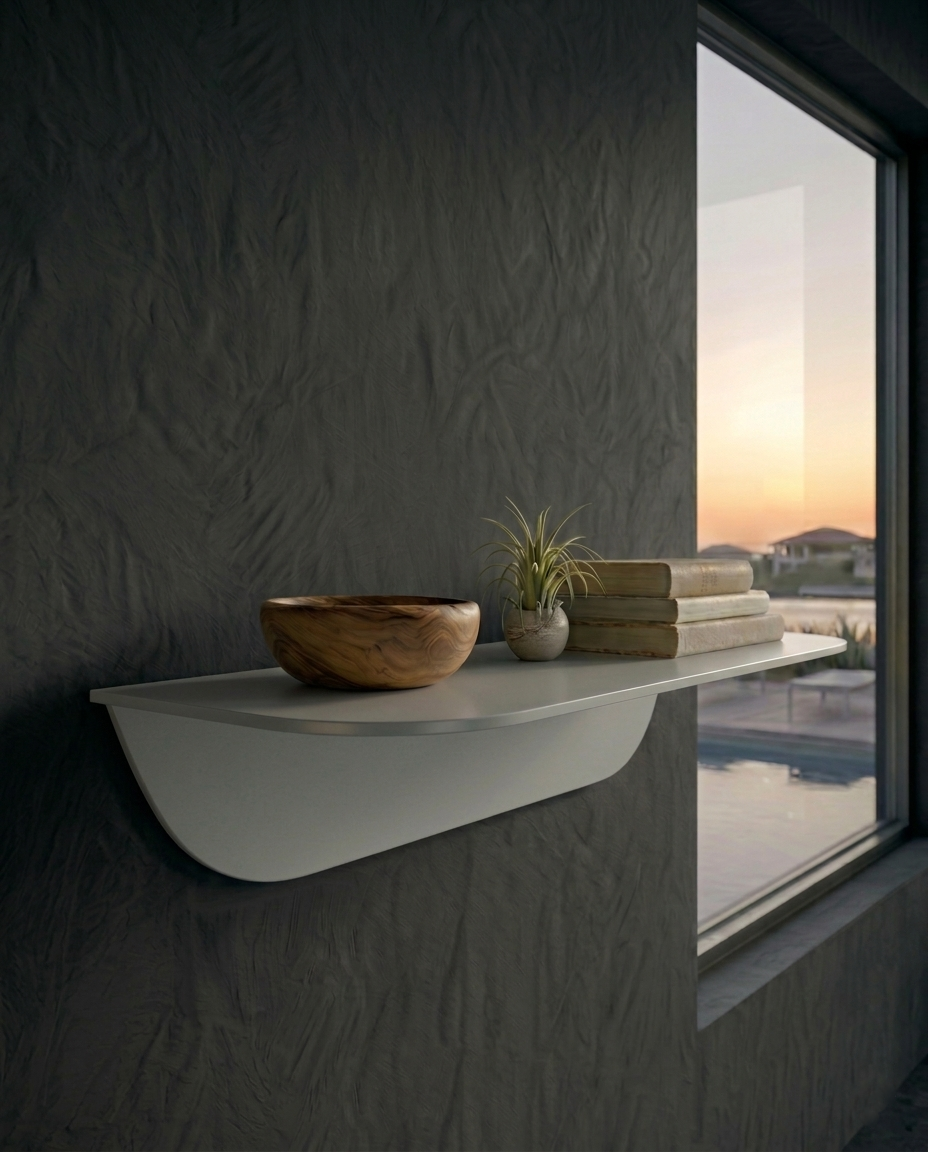 Premium Seri Açık Gri Metal Estetik Dekorasyon Rafı - Modern Antre Ve Salon Modülü