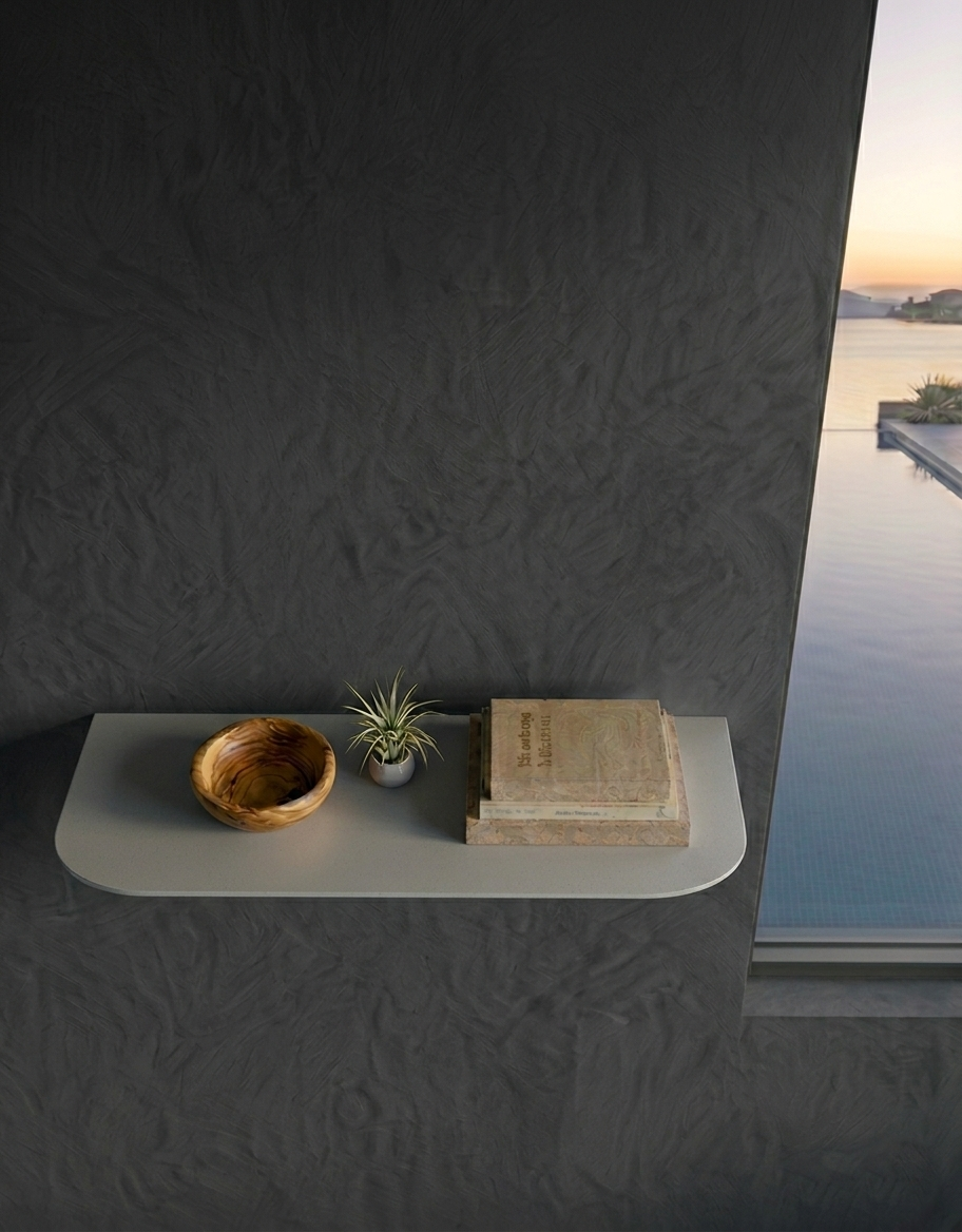 Premium Seri Açık Gri Metal Estetik Dekorasyon Rafı - Modern Antre Ve Salon Modülü