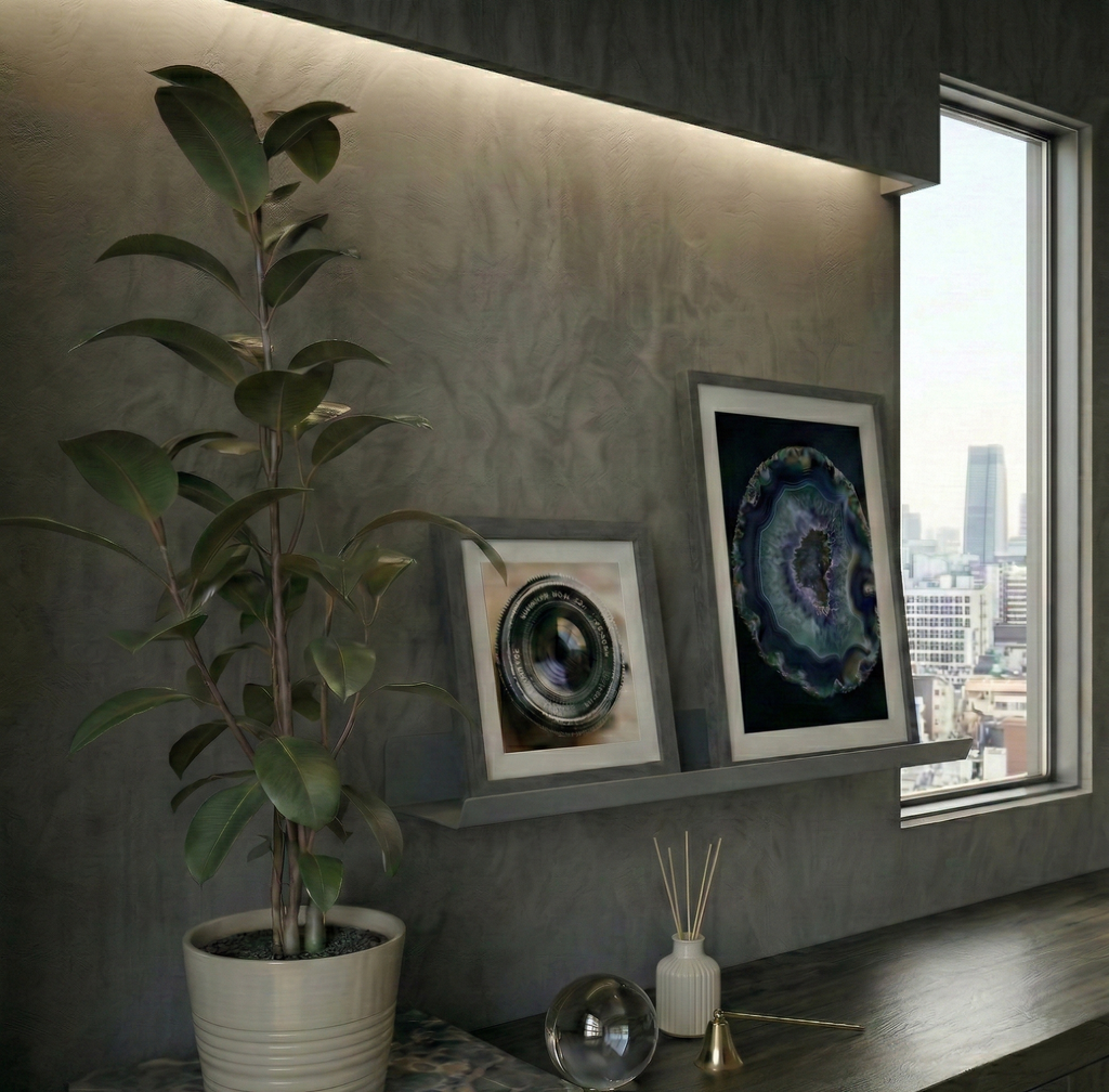 Premium Slim Koyu Gri Metal Raf - Modern Dekoratif Duvar Modülü