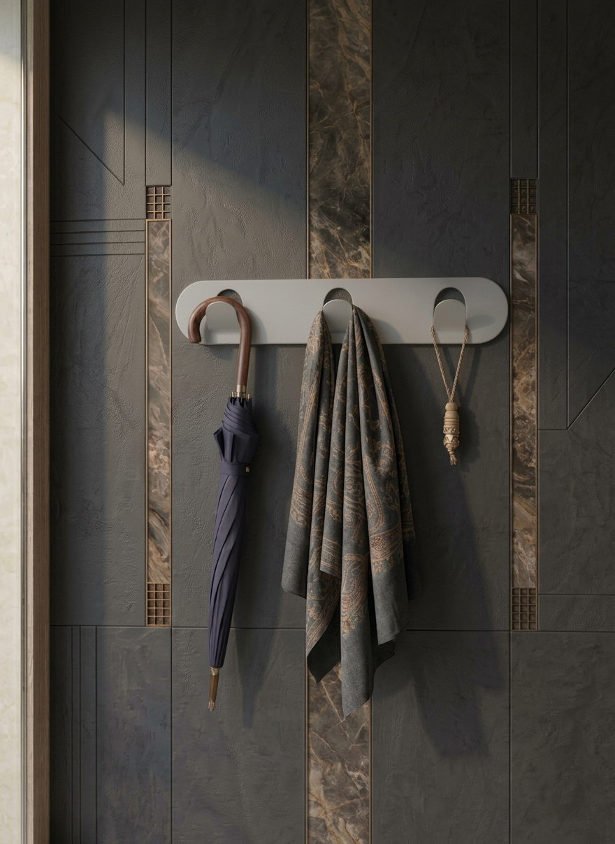 Premium Oval Tasarım Metal Duvar Askısı - Açık Gri Çok Amaçlı Askılık