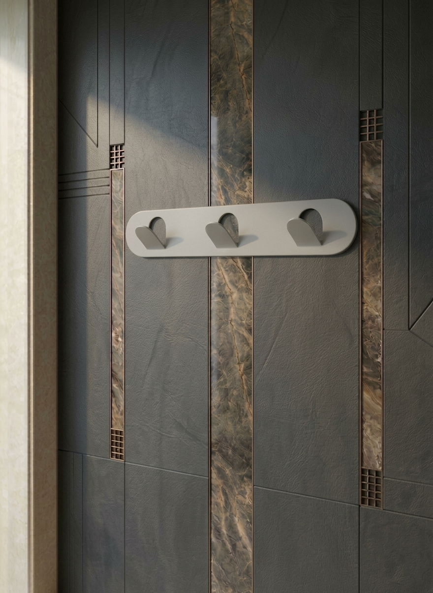 Premium Oval Tasarım Metal Duvar Askısı - Açık Gri Çok Amaçlı Askılık