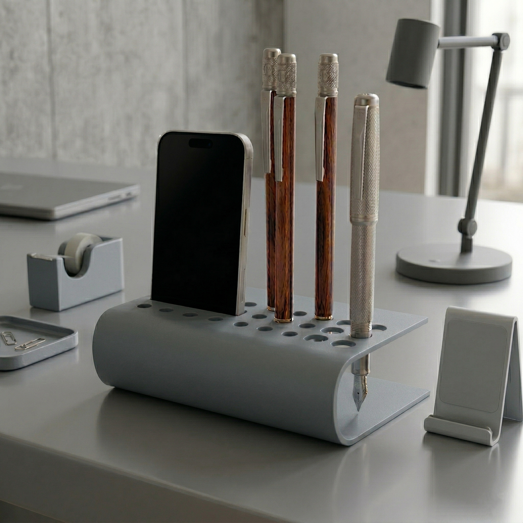 Mimari Form Window Grey Galvaniz Metal Masaüstü Organizer - Endüstriyel Düzen