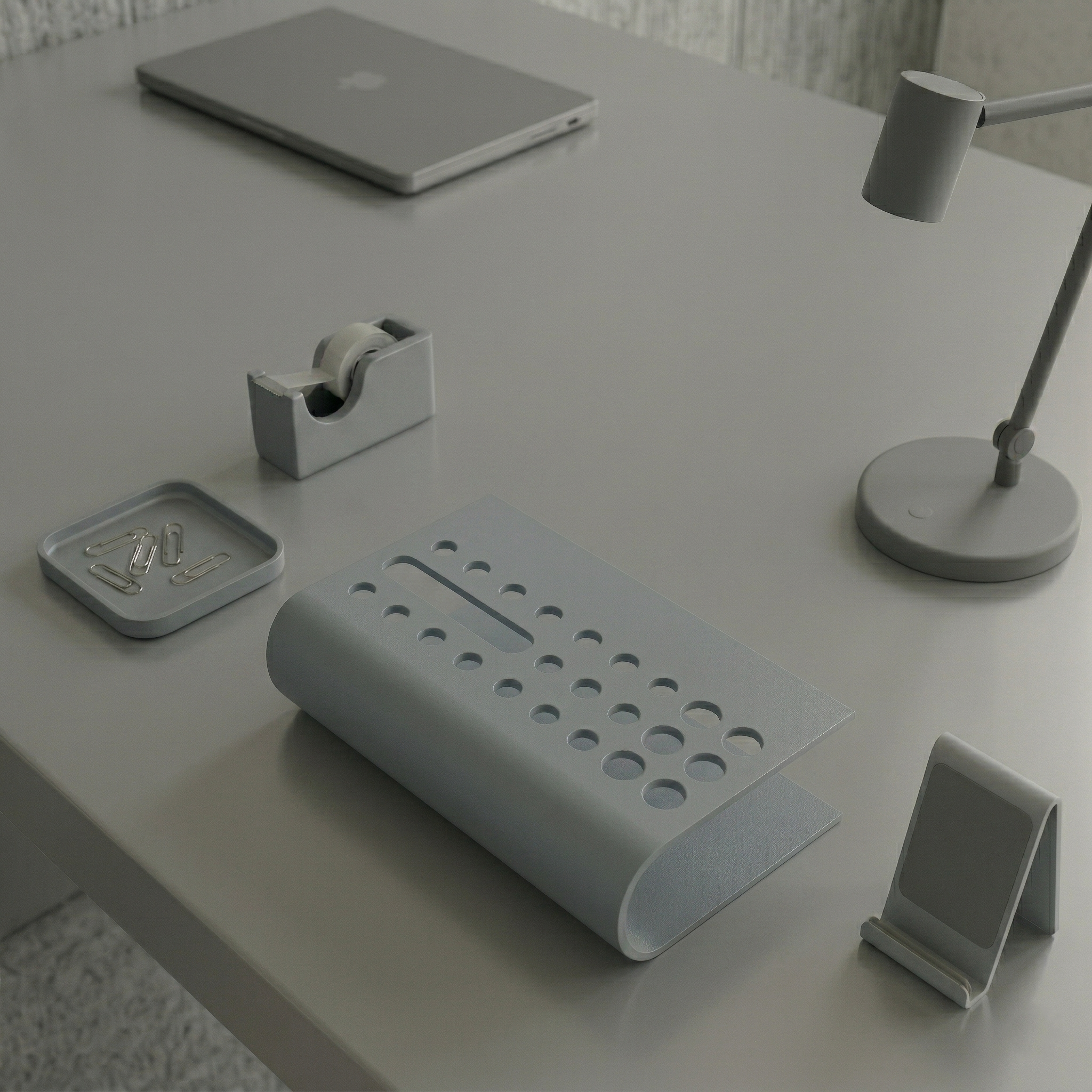Mimari Form Window Grey Galvaniz Metal Masaüstü Organizer - Endüstriyel Düzen