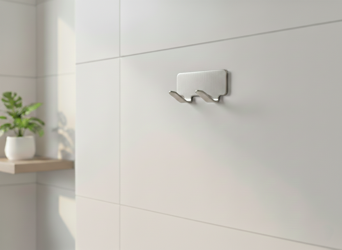 Premium Paslanmaz Çelik Yapışkanlı İkili Banyo Askısı - Modern Havlu Ve Bornoz Askılığı