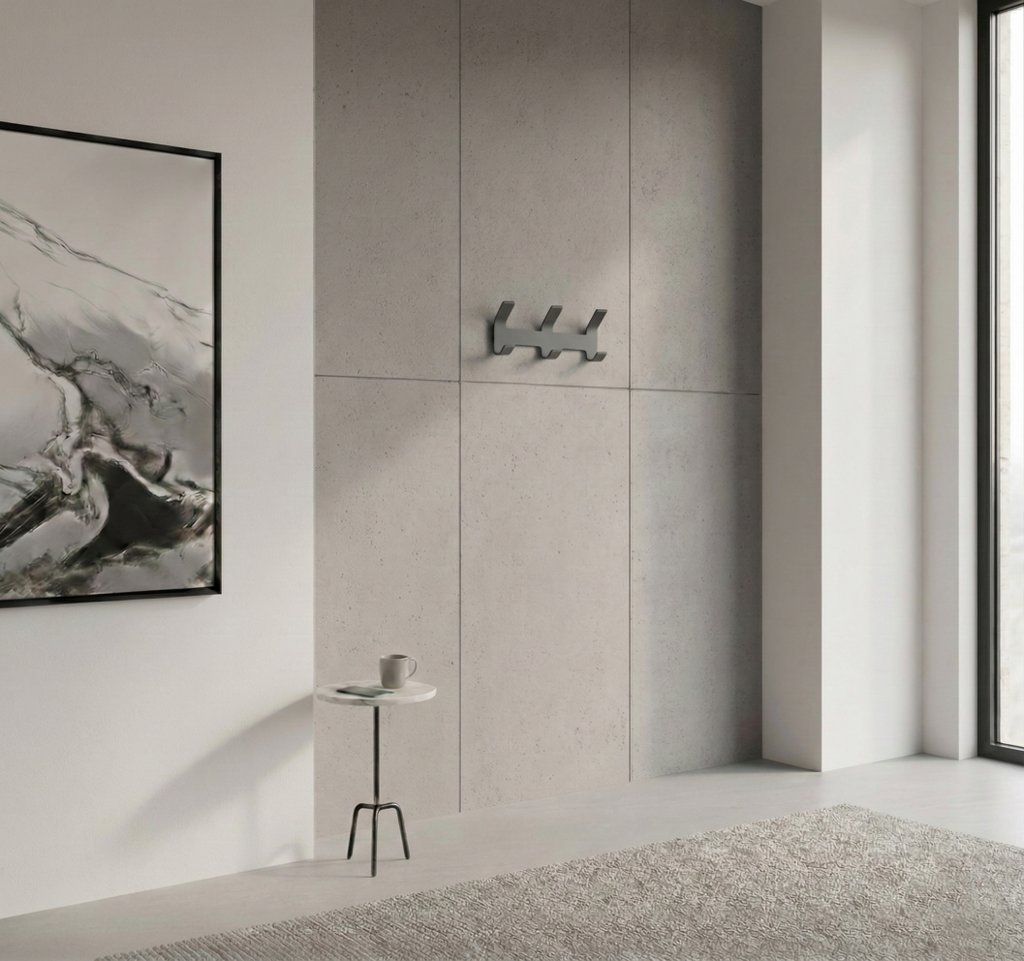 Premium 3'lü Koyu Gri Metal Duvar Askısı - Yapışkanlı Banyo Ve Antre Organizer