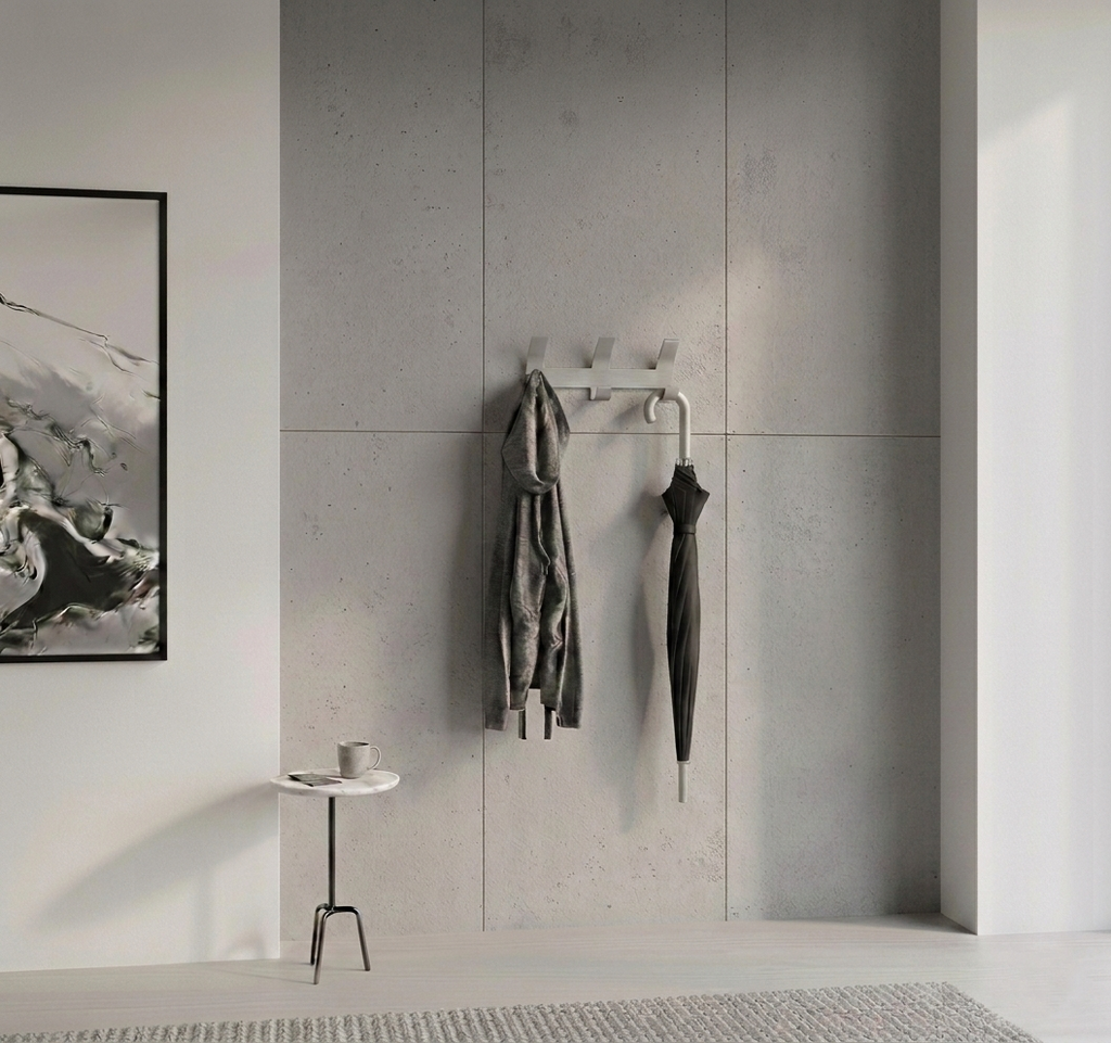 Premium 3'lü Açık Gri Metal Duvar Askısı - Yapışkanlı Banyo Ve Antre Organizer