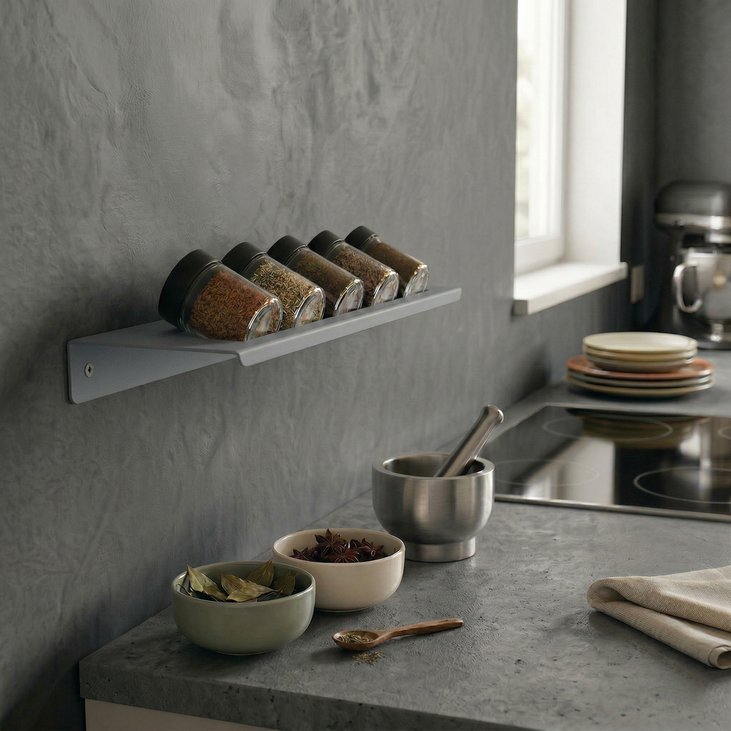 Mimari Form Window Grey Galvaniz Metal Baharatlık - Mutfak Düzenleyici