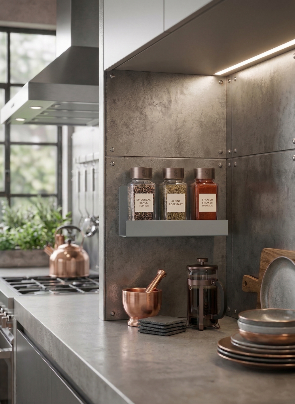 Mimari Form Window Grey Galvaniz Metal Baharatlık - Endüstriyel Depolama