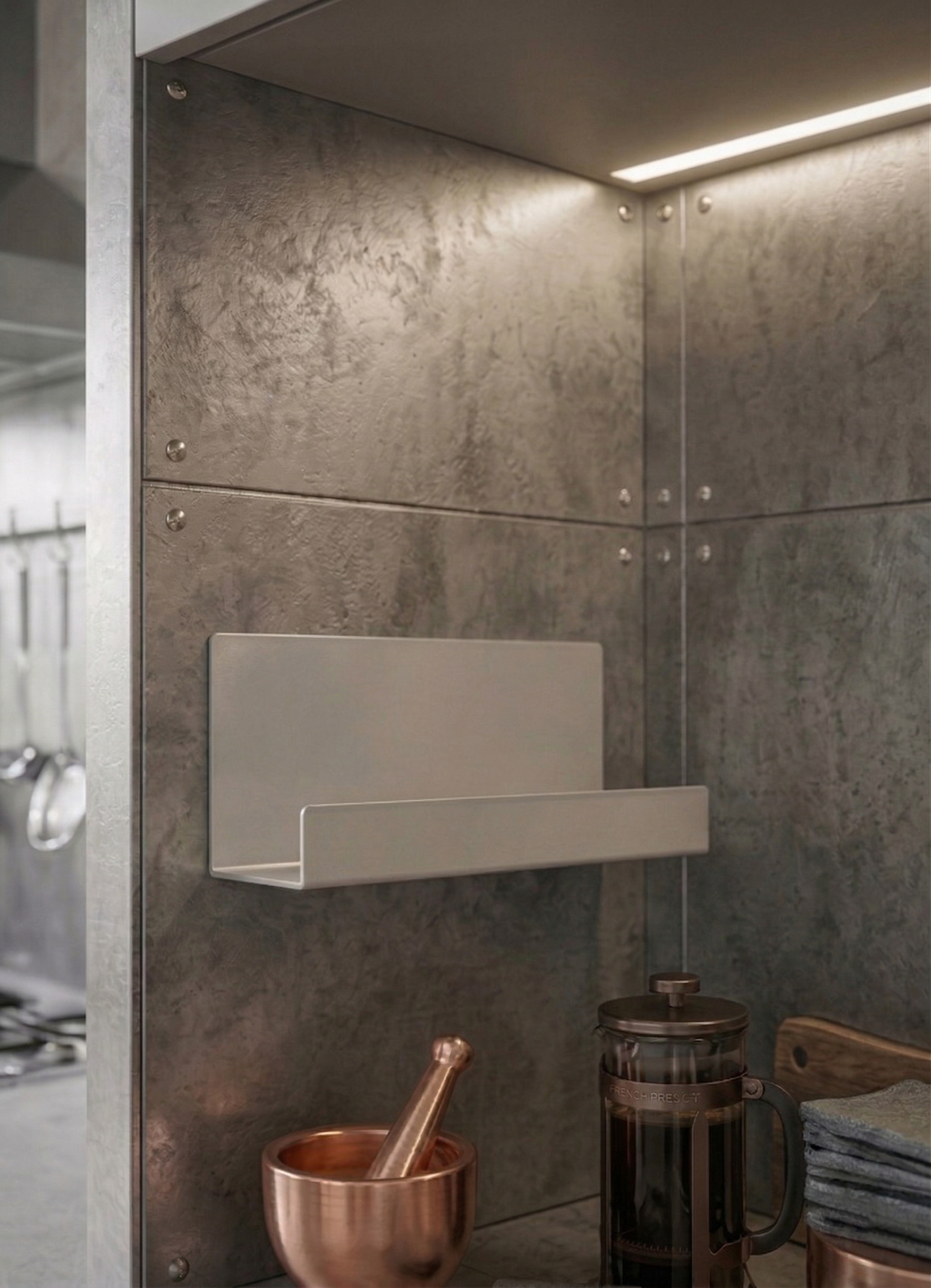 Mimari Form Açık Gri Galvaniz Metal Baharatlık - Endüstriyel Depolama