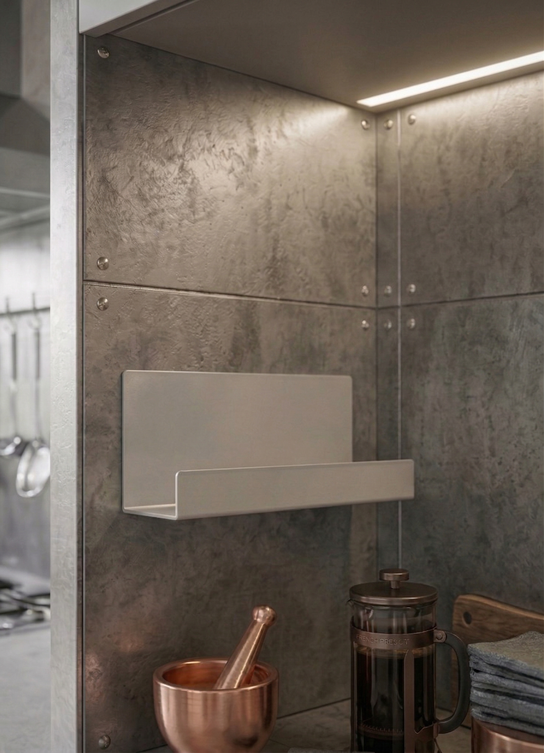 Mimari Form Açık Gri Galvaniz Metal Baharatlık - Endüstriyel Depolama
