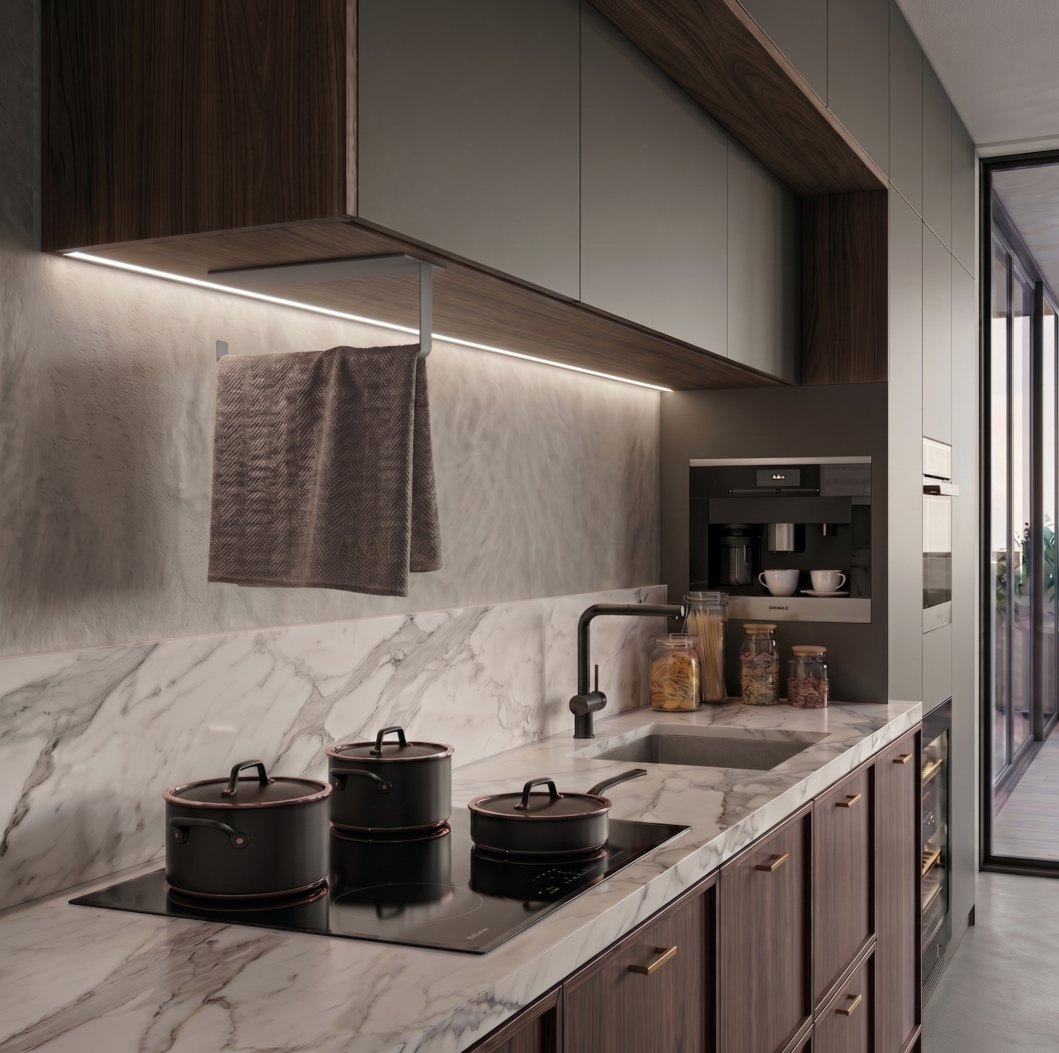 Çok Amaçlı Window Grey Galvaniz Metal Mutfak Havluluğu - Estetik Düzen