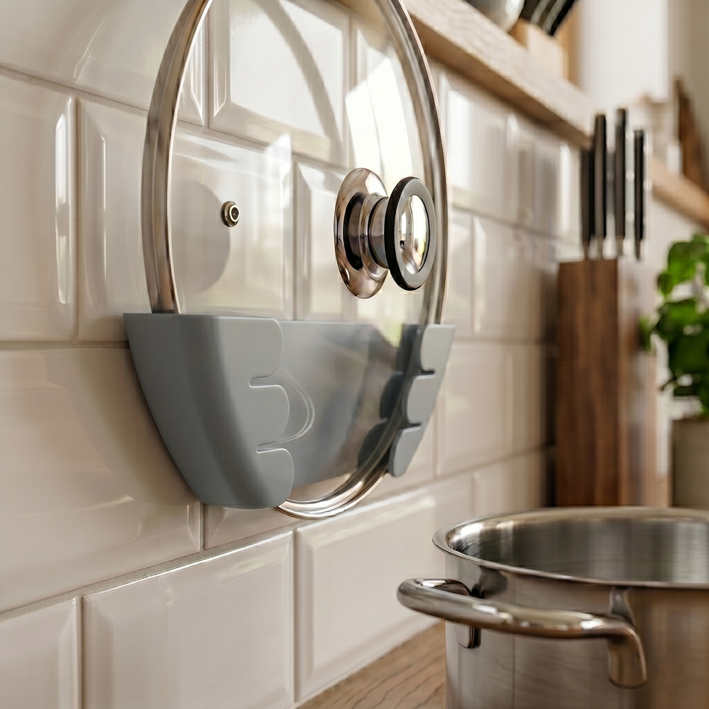 Mimari Form Window Grey Galvaniz Metal Tencere Kapak Tutucu - Mutfak Düzeni