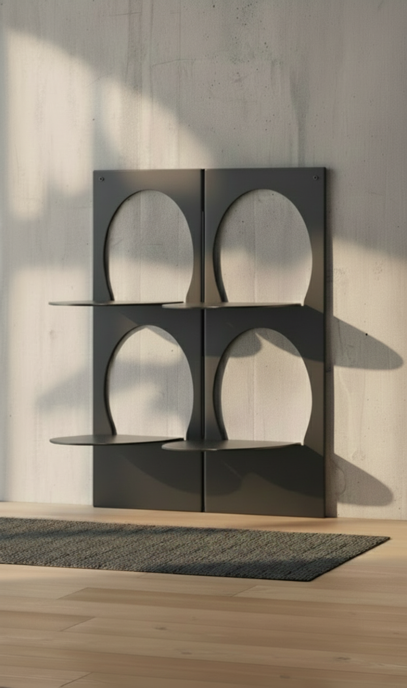 Modern Dark Gray Wall-Mounted Shoe Rack – Decorative Metal Entryway Shoe Organizer