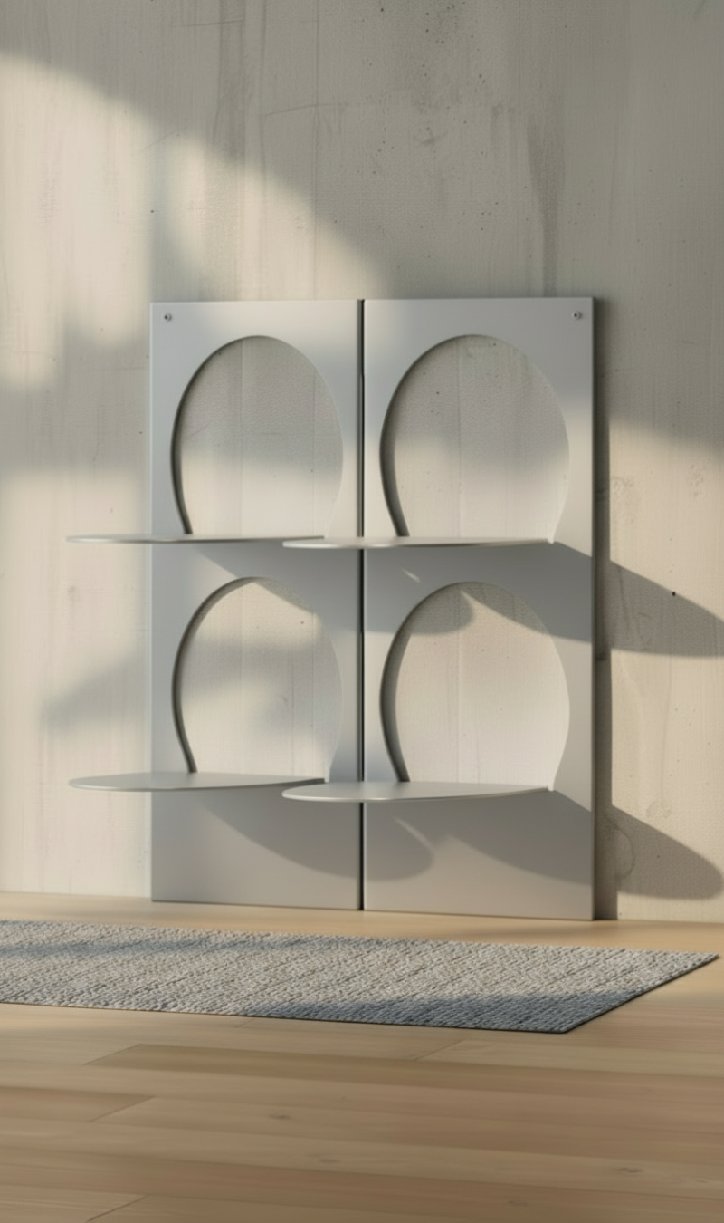 Modern Light Gray Wall-Mounted Shoe Rack – Decorative Metal Entryway Shoe Organizer