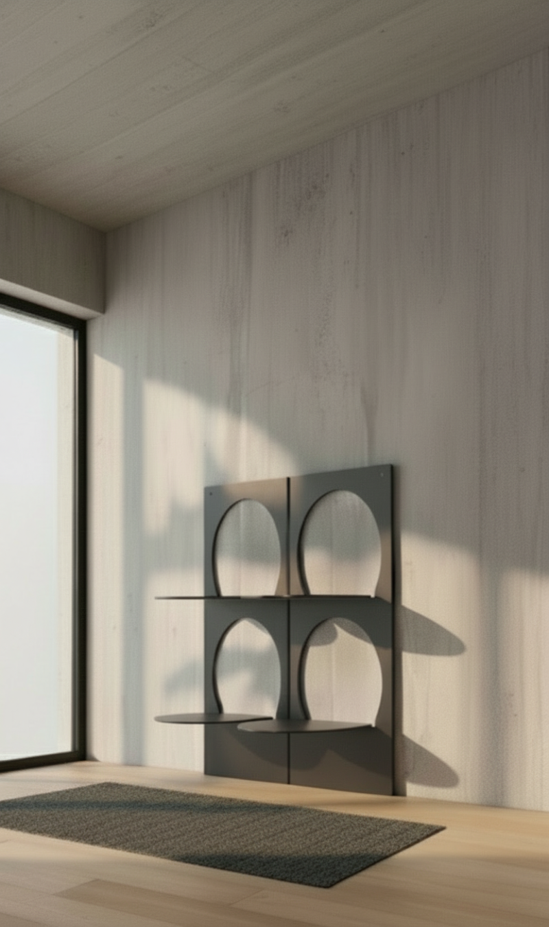 Modern Dark Gray Wall-Mounted Shoe Rack – Decorative Metal Entryway Shoe Organizer