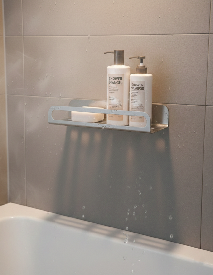 Premium Paslanmaz Çelik Banyo Düzenleyici - Çok Amaçlı Lüks Duş Rafı | Chalybes