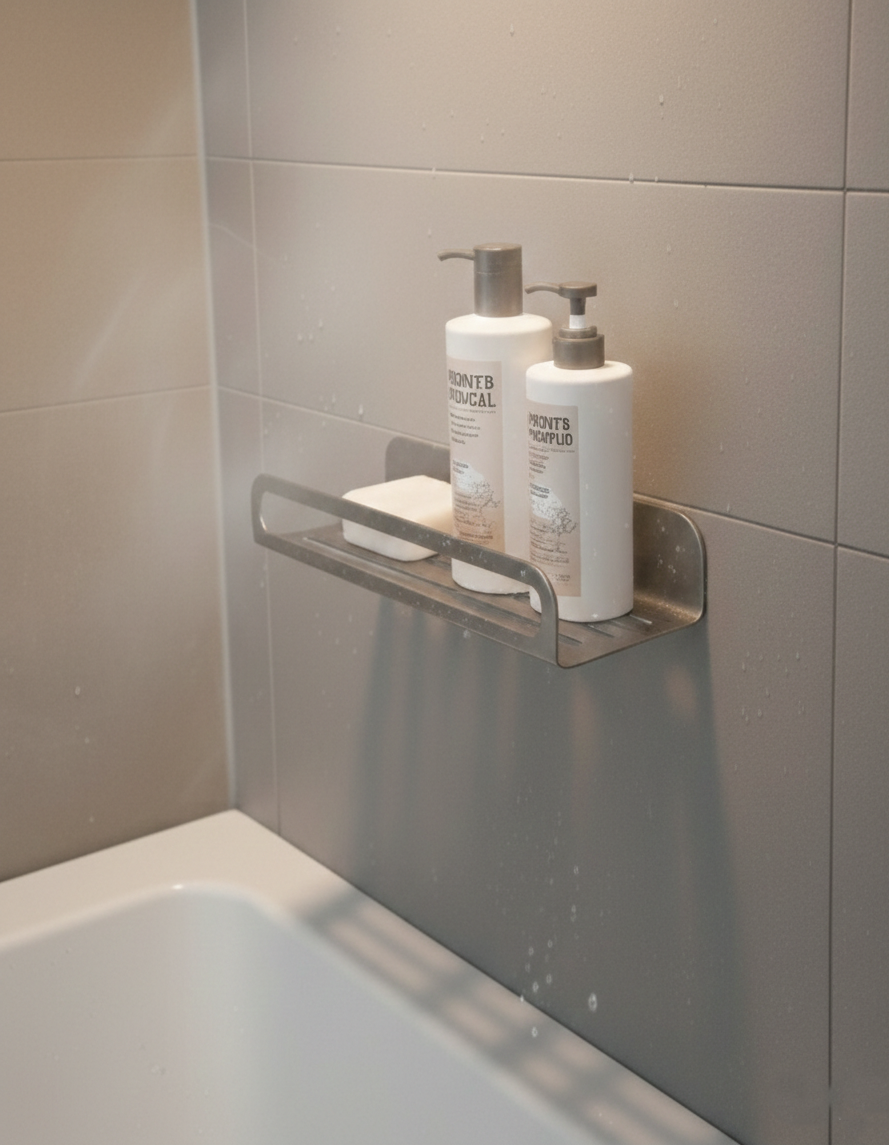 Premium Paslanmaz Çelik Banyo Düzenleyici - Çok Amaçlı Lüks Duş Rafı | Chalybes