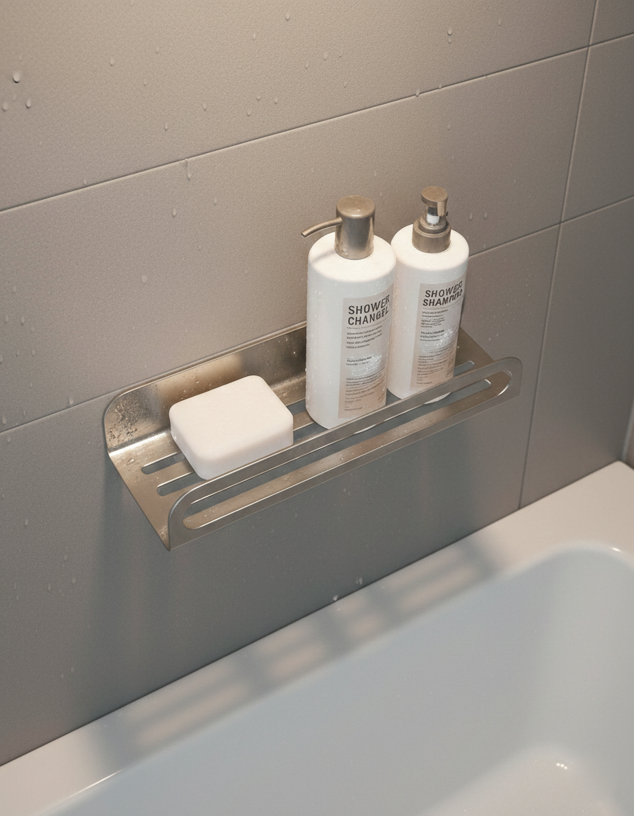 Premium Paslanmaz Çelik Banyo Düzenleyici - Çok Amaçlı Lüks Duş Rafı | Chalybes
