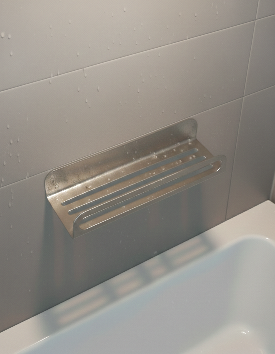 Premium Paslanmaz Çelik Banyo Düzenleyici - Çok Amaçlı Lüks Duş Rafı | Chalybes